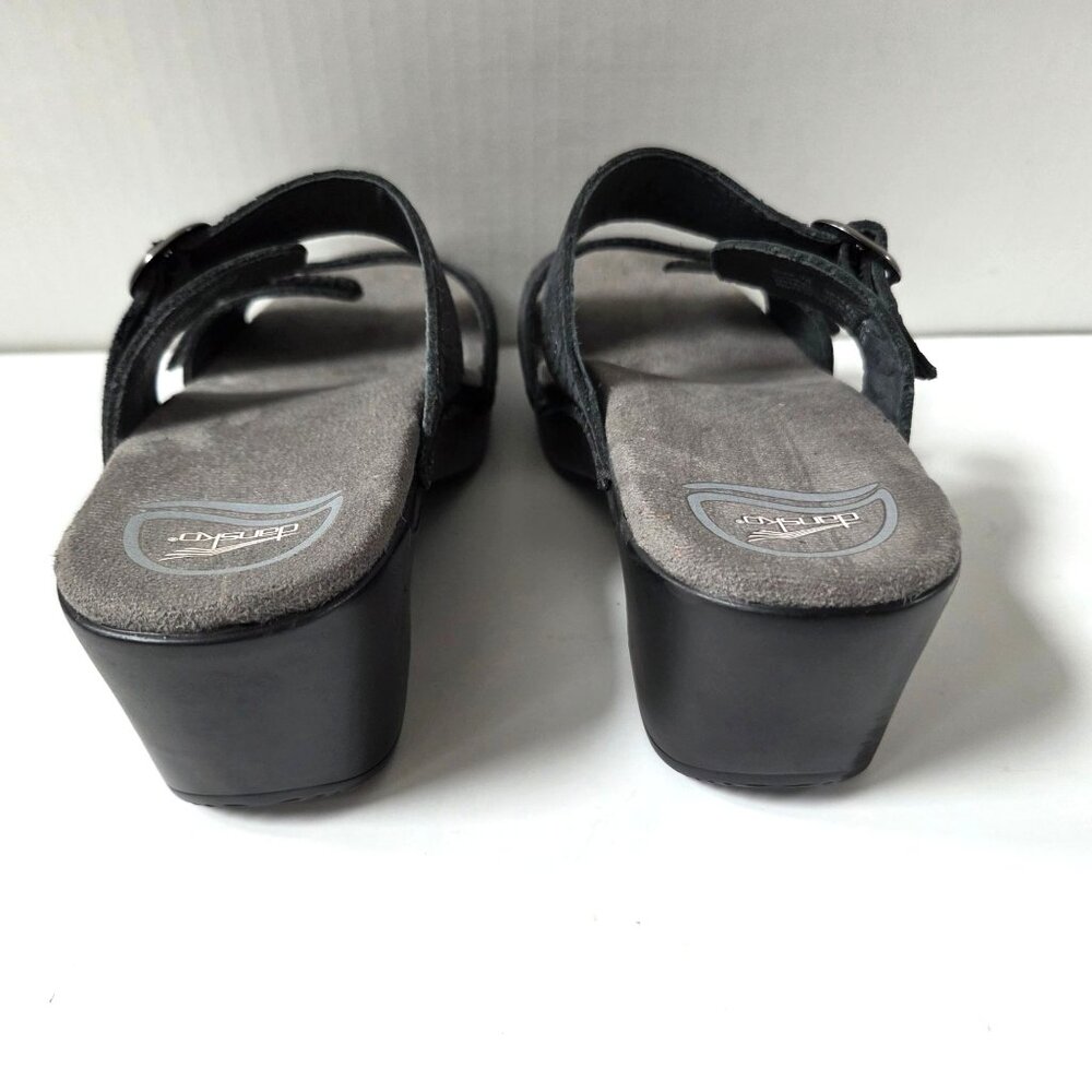 Dansko Sandals Women 38 Gray Pewter Embossed Leather Sophie Comfort Wedge 7.5 8 - Picture 8 of 13
